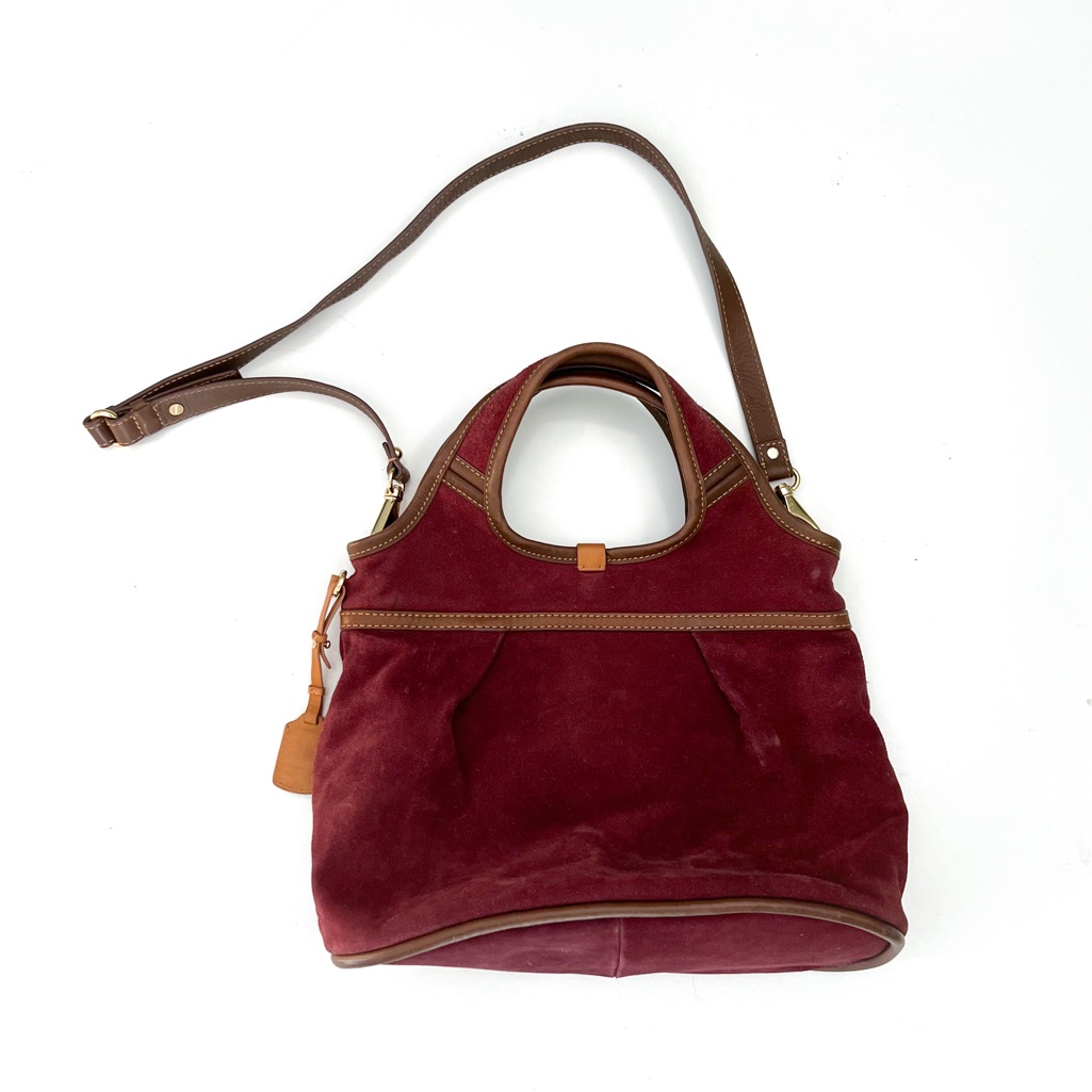 Ugg Suede Convertible Crossbody Tote Burgundy Maroon